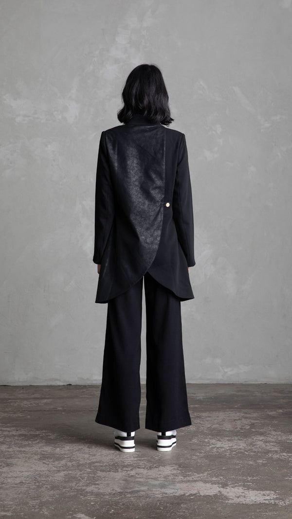 Vault Faux Leather Coat - Black
