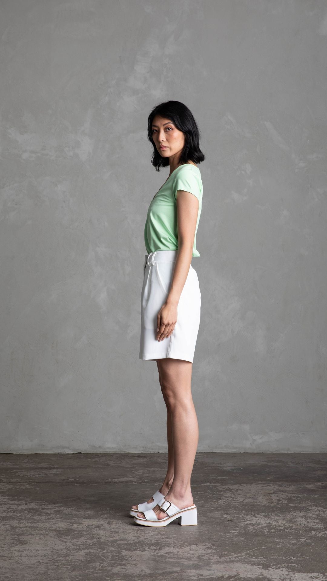 Preston V Neck Recycled Cotton/Bamboo Relaxed Tee - Green