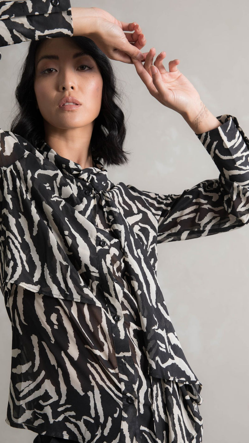 Madena Shirt - Zebra Print Black and White