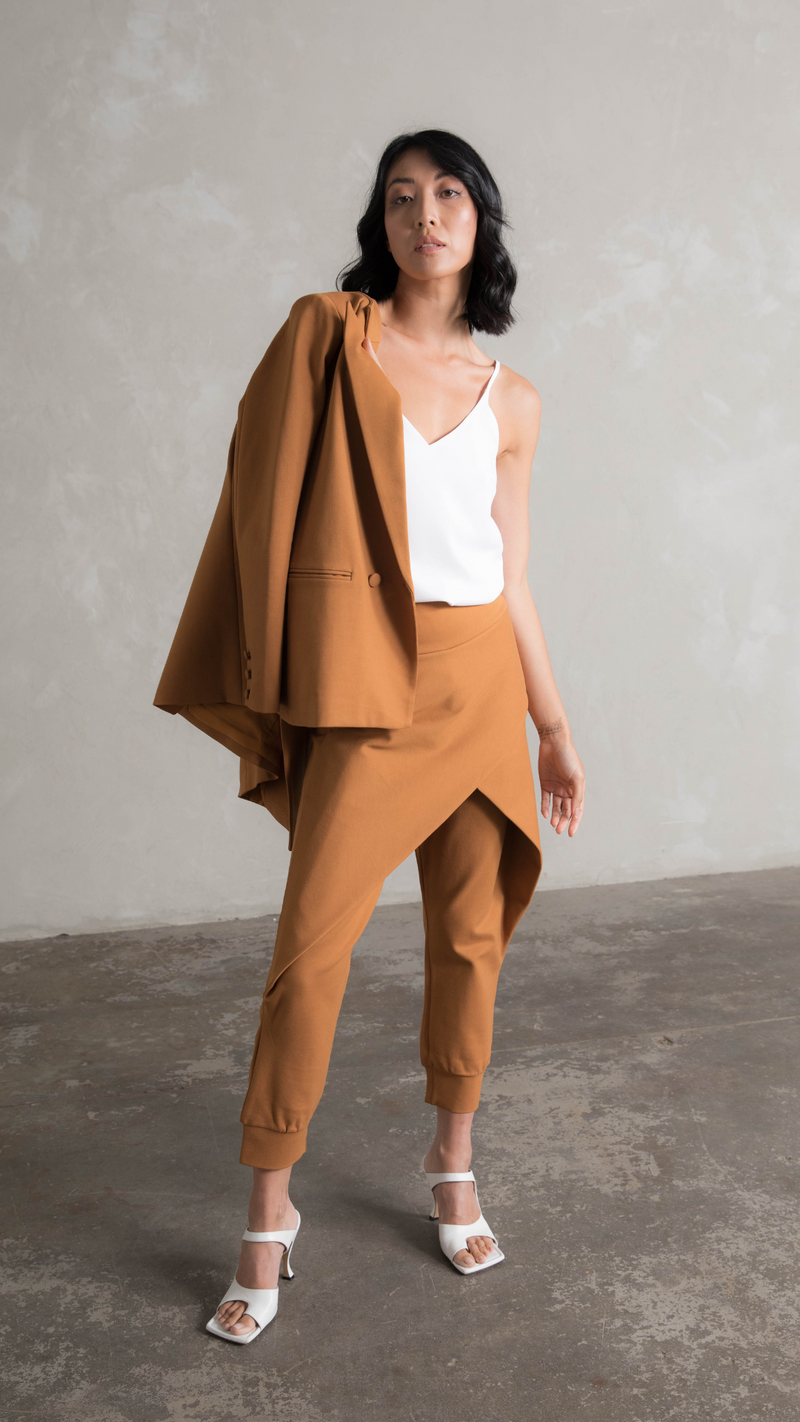 Charli Crossover Ponte Pants - Toffee Brown