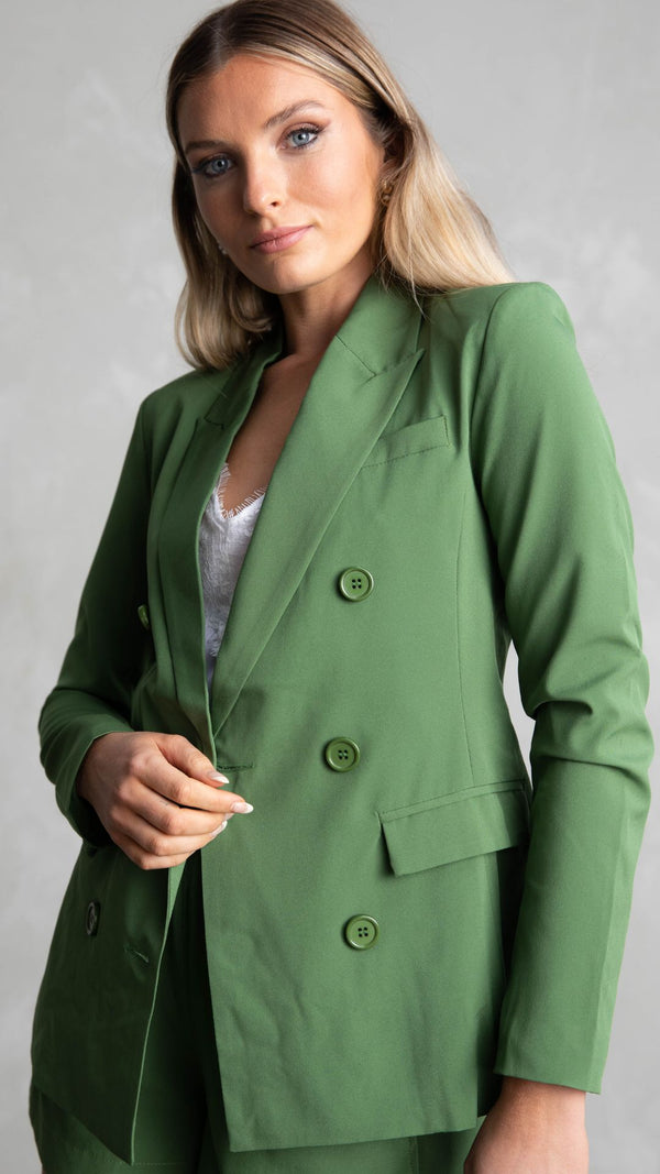 Lillie Double Breasted Blazer - Fern Green