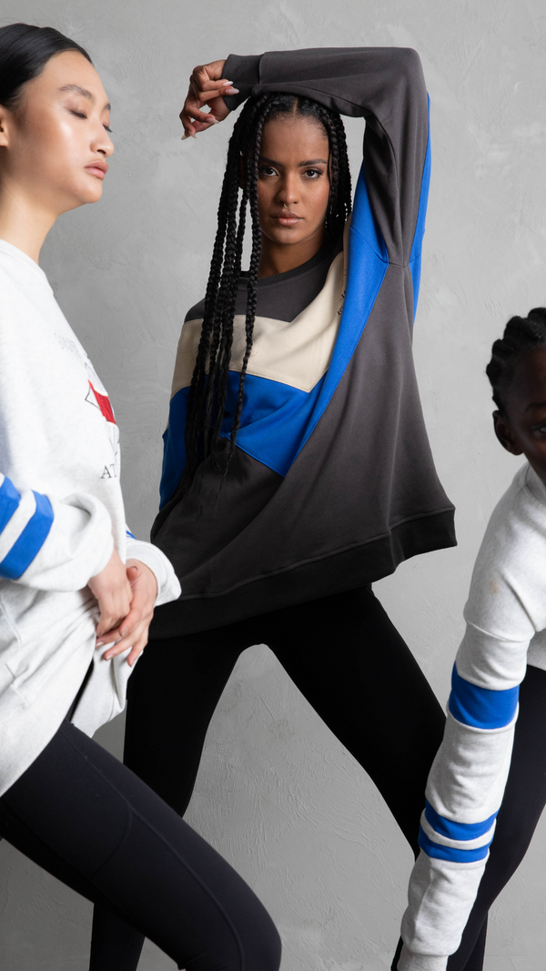 CTL Active Unisex V Top Oversized Crew - Charcoal
