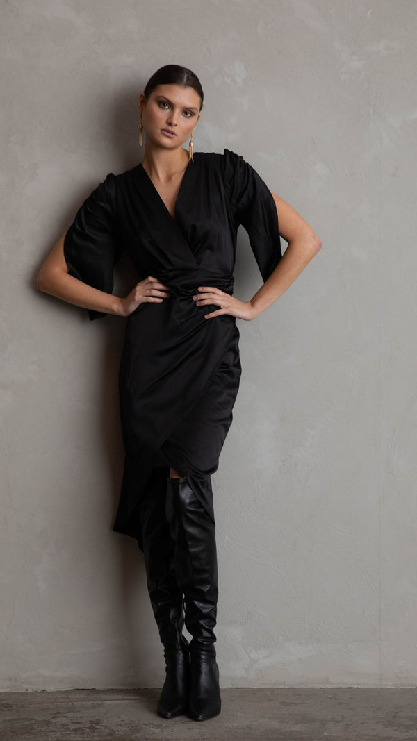 Topaz Wrap Dress - Black