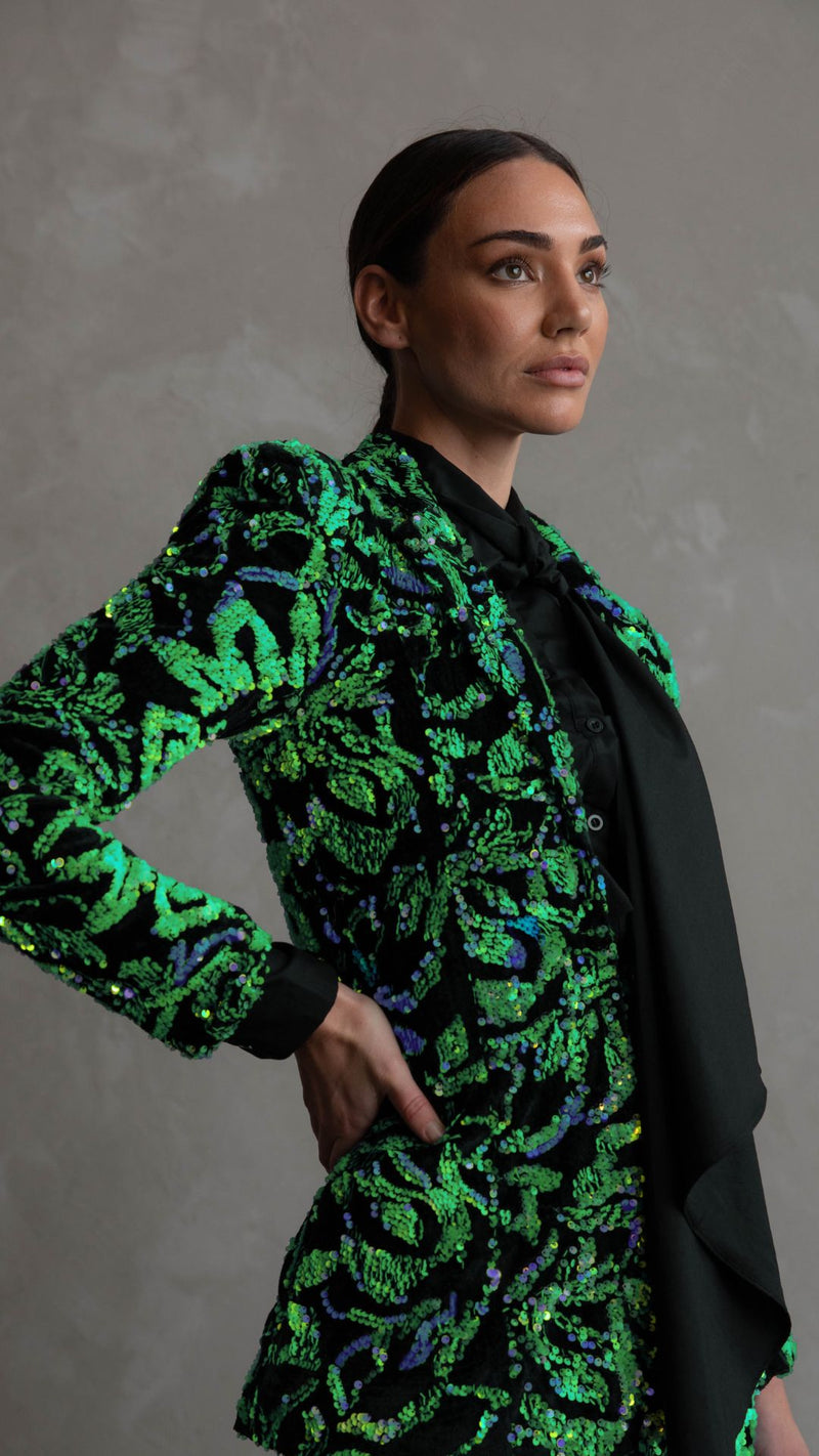 Sophia Blazer - Emerald Sequin
