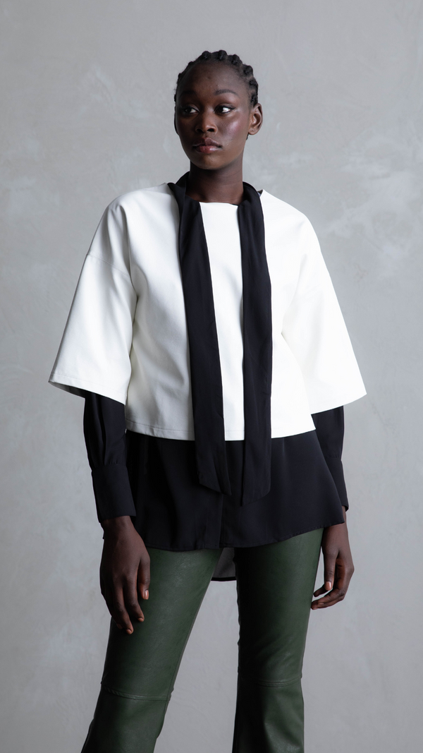 Dexter Faux Leather Top - White