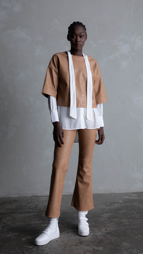 Belle Faux Leather Pants - Camel