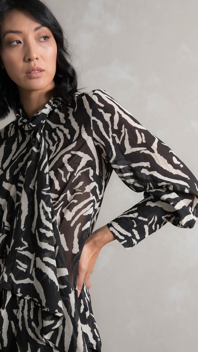 Madena Shirt - Zebra Print Black and White
