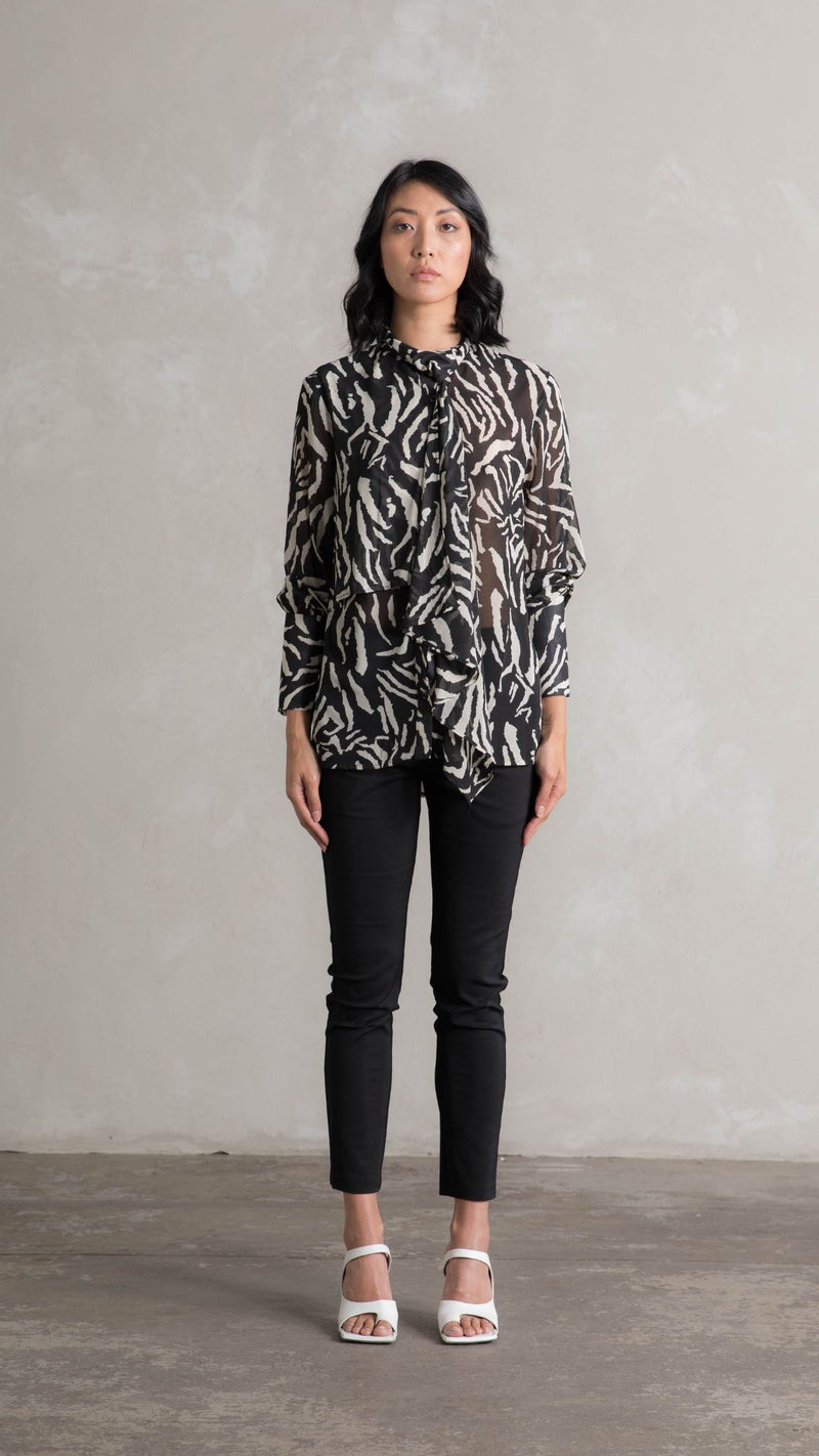 Madena Shirt - Zebra Print Black and White