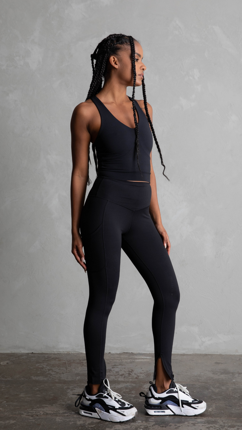 CTL Activewear Full Length Leggings with Inner Zip - Black