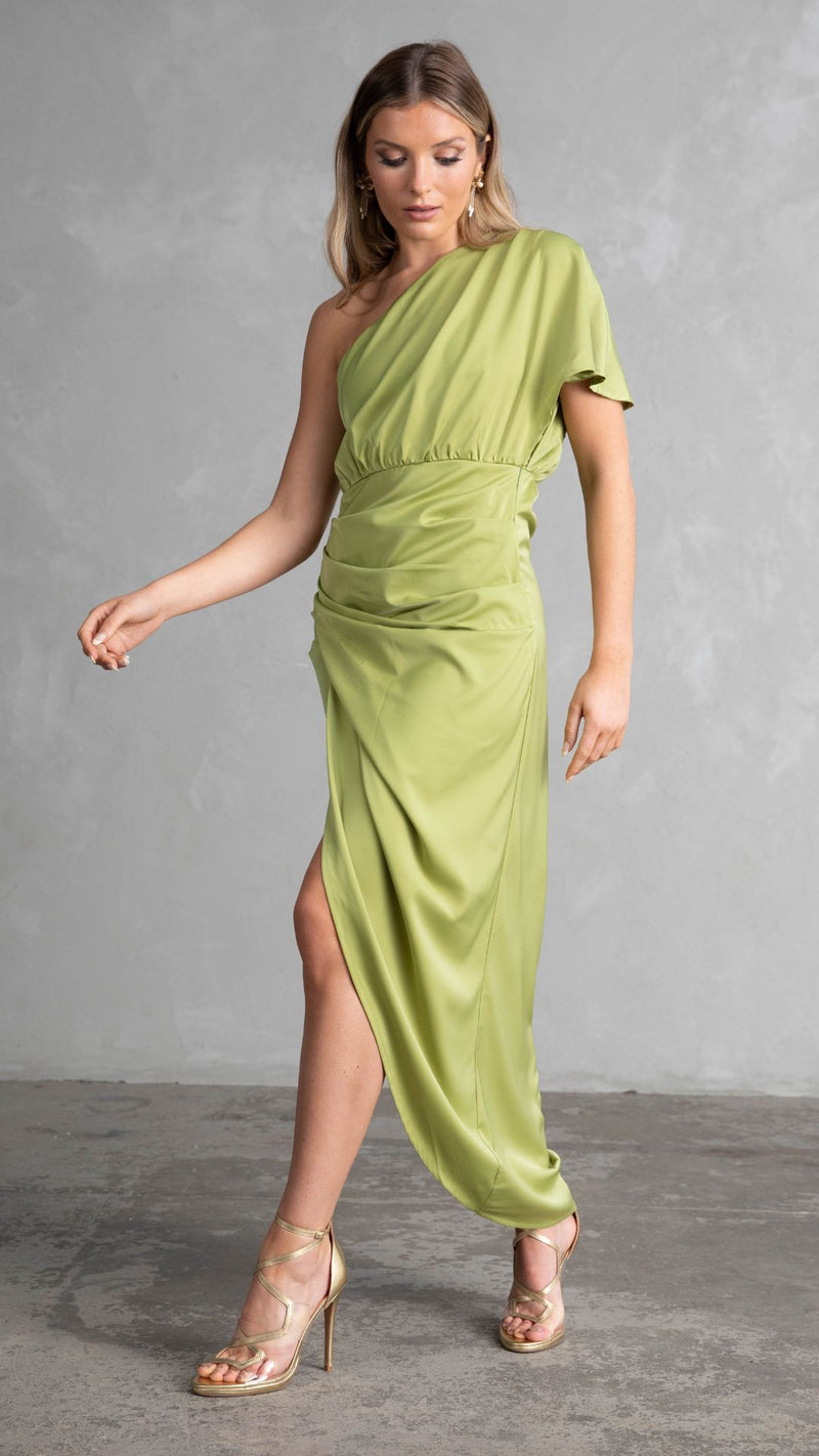 Lime green best sale one shoulder dress