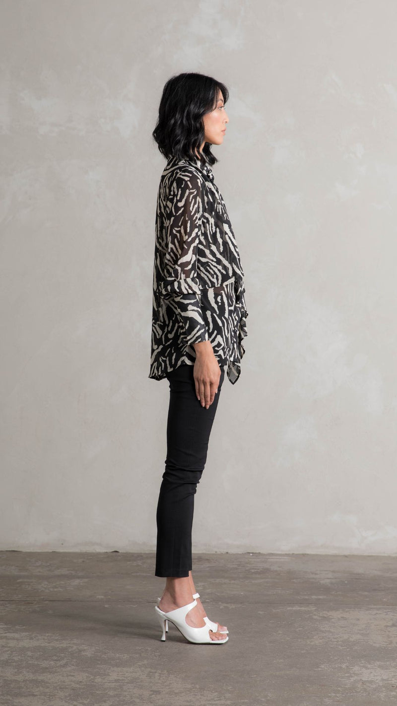 Madena Shirt - Zebra Print Black and White