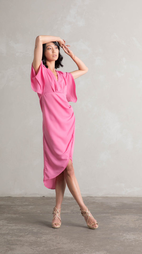 Topaz Wrap Dress - Champagne Pink