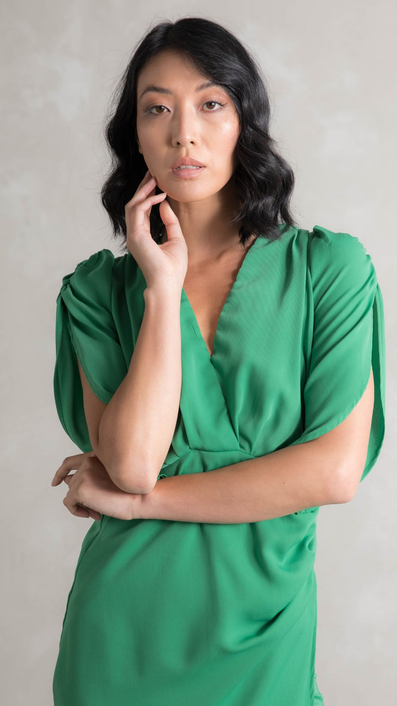 Topaz Wrap Dress - Apple Green