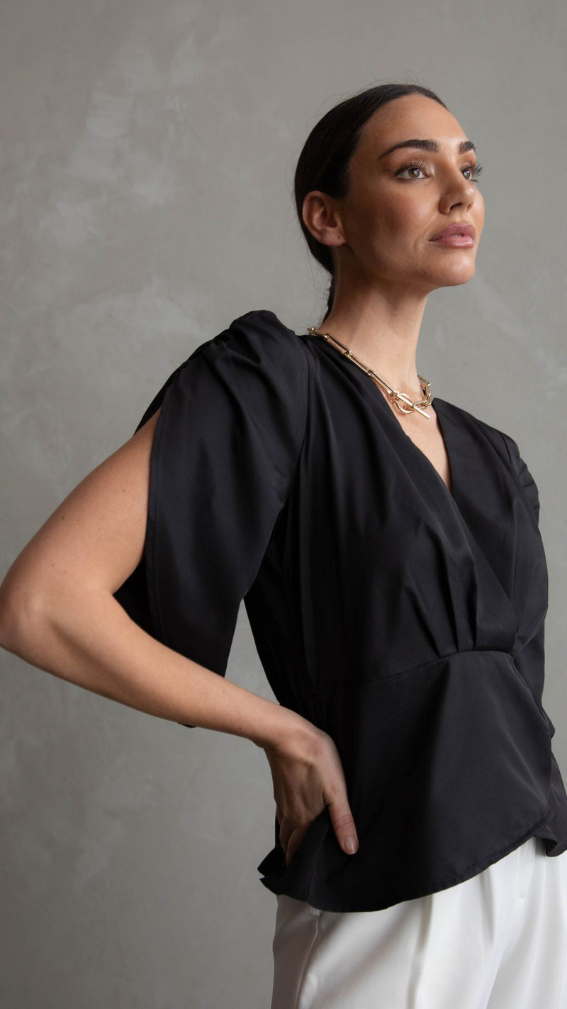 Elsa Wrap Top - Black