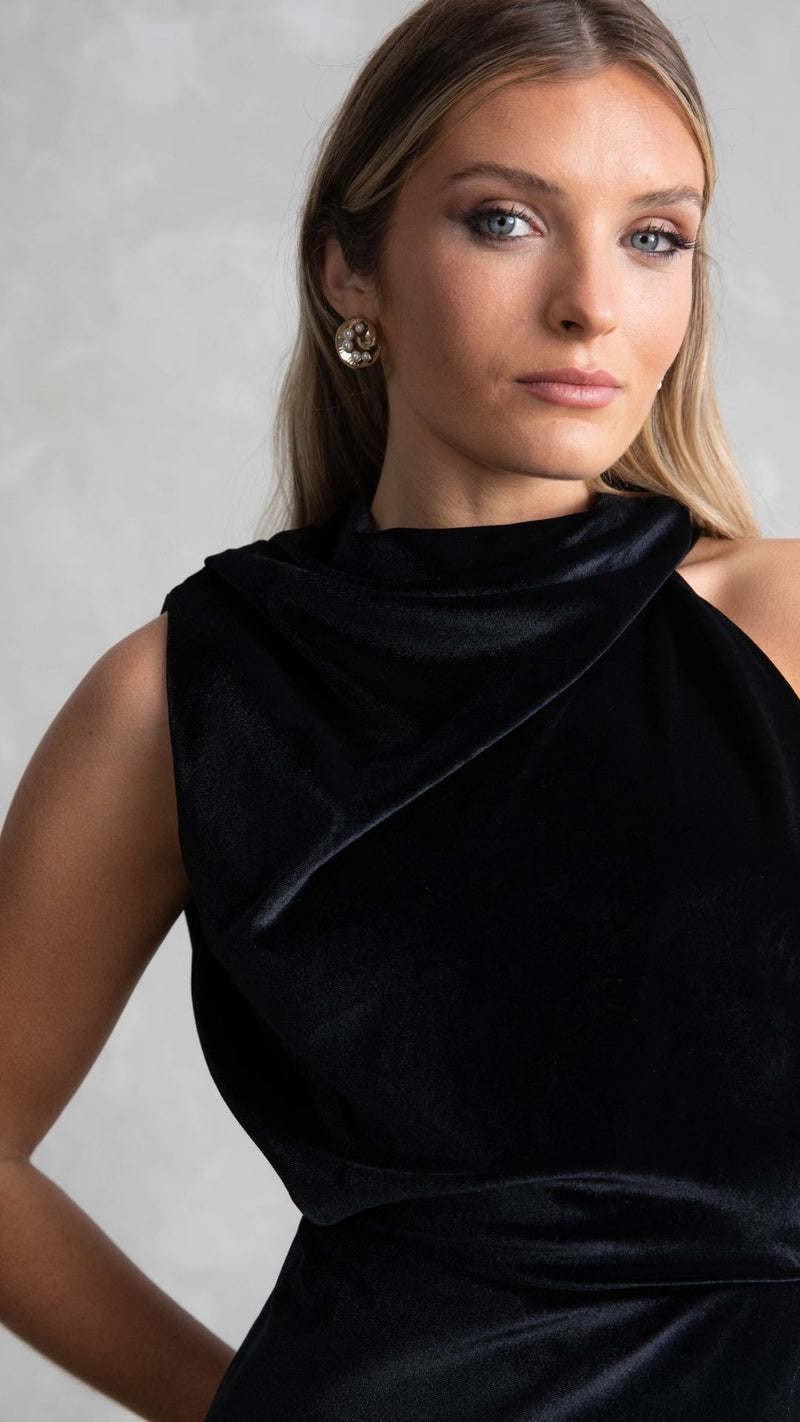 Azalea Velvet Dress - Black