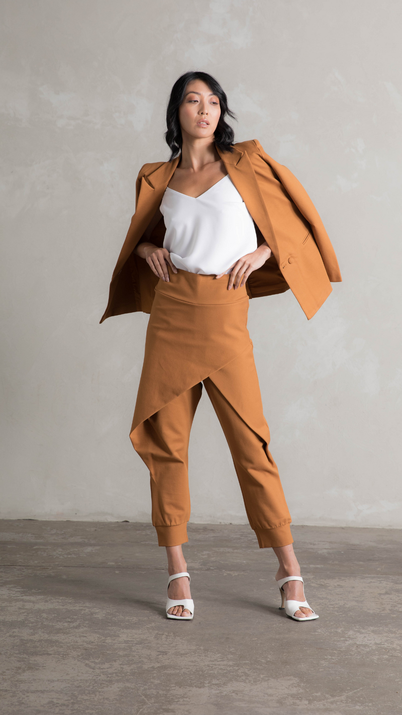Charli Crossover Ponte Pants - Toffee Brown