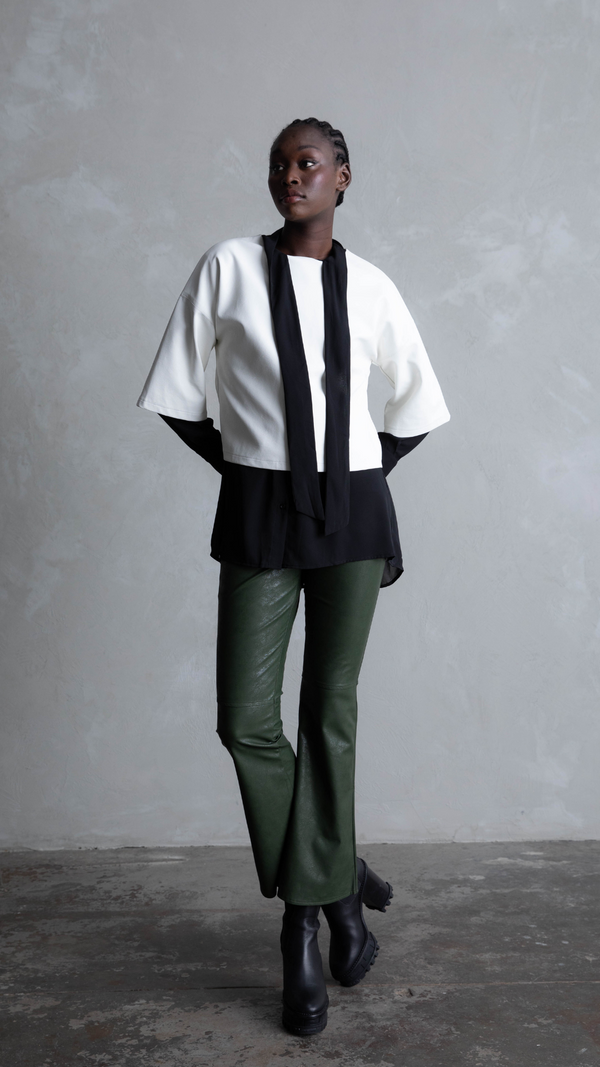 Belle Faux Leather Pants - Khaki