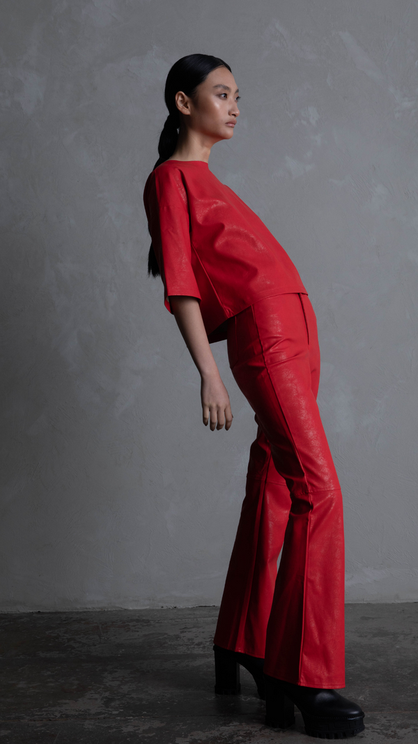Dexter Faux Leather Top - Red