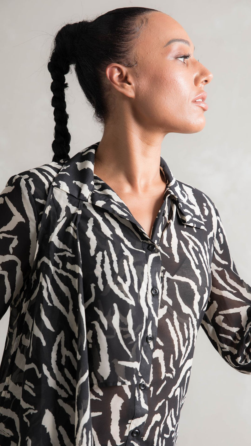 Madena Shirt - Zebra Print Black and White