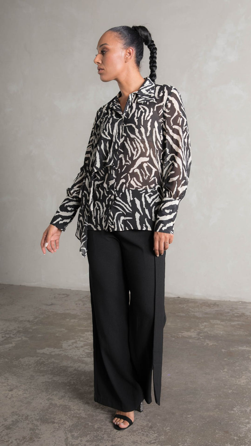 Madena Shirt - Zebra Print Black and White