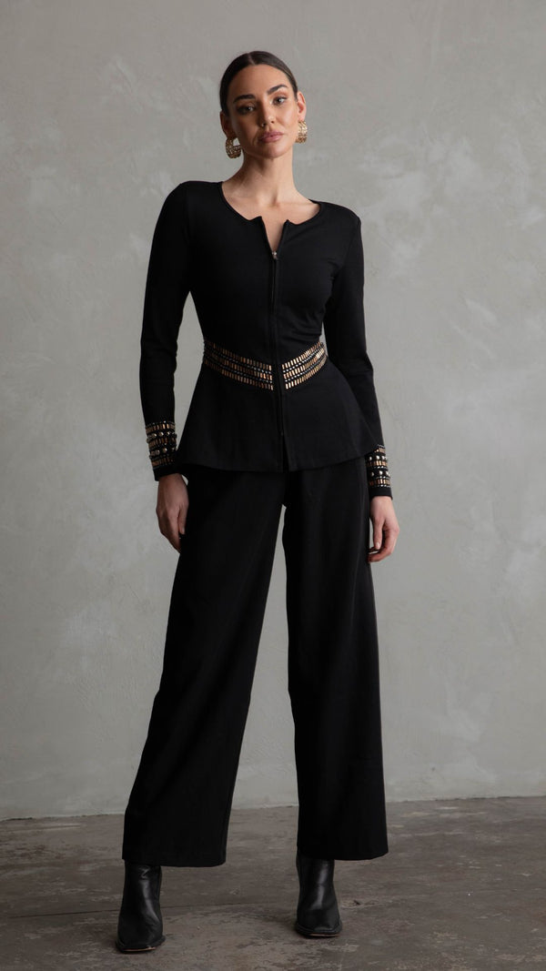 Blair Peplum Embellishment Jacket - Black