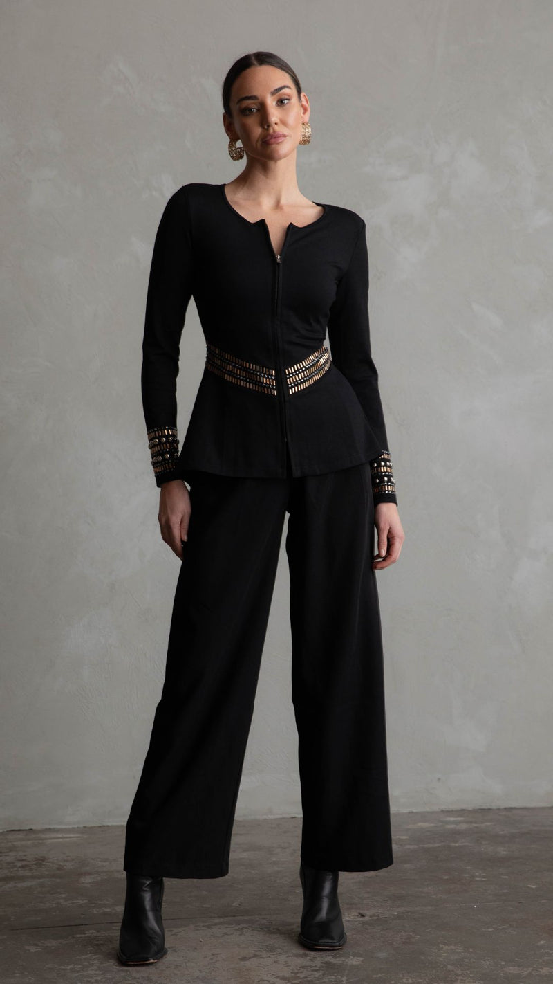 Blair Peplum Embellishment Jacket - Black