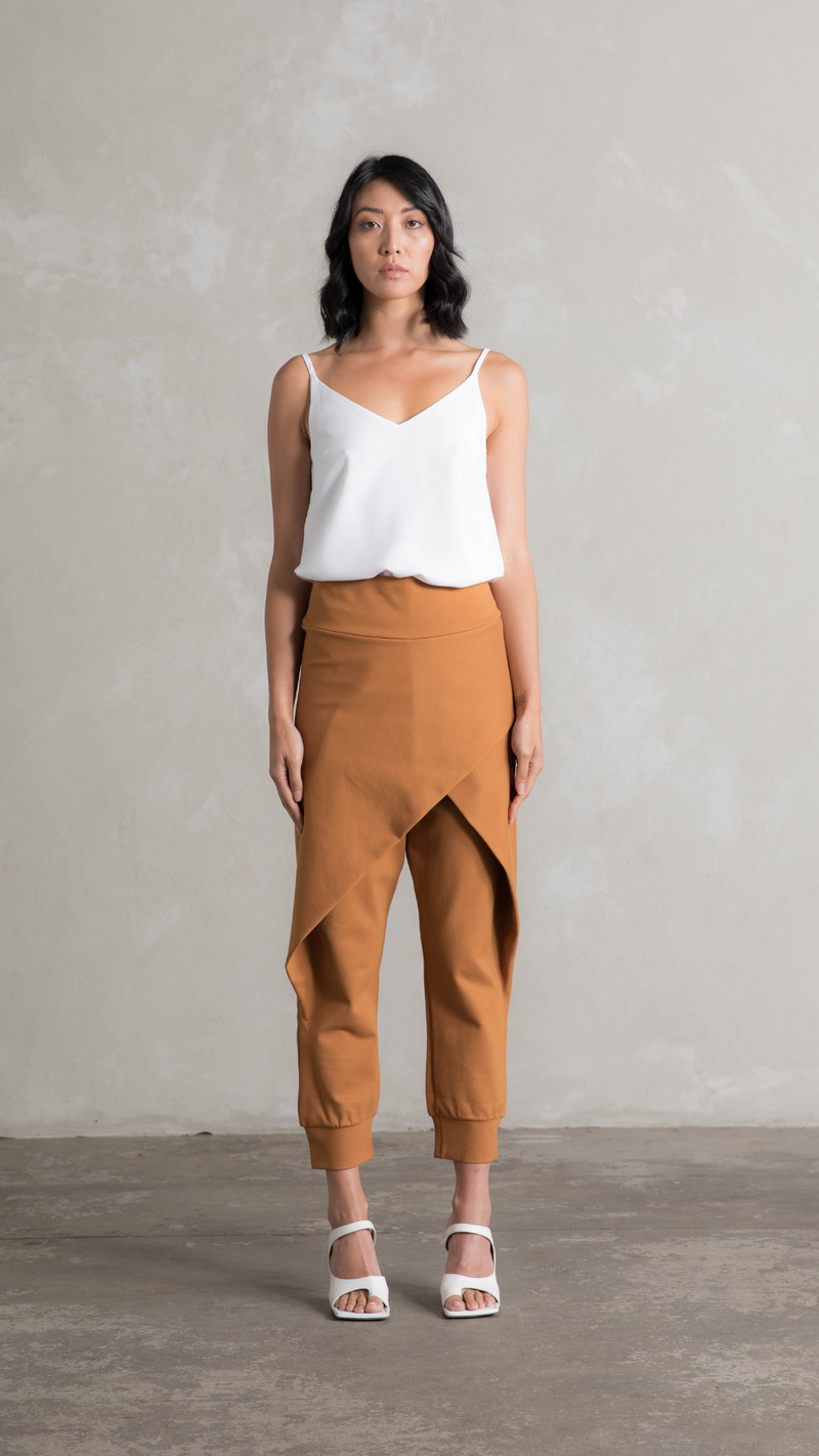 Charli Crossover Ponte Pants - Toffee Brown