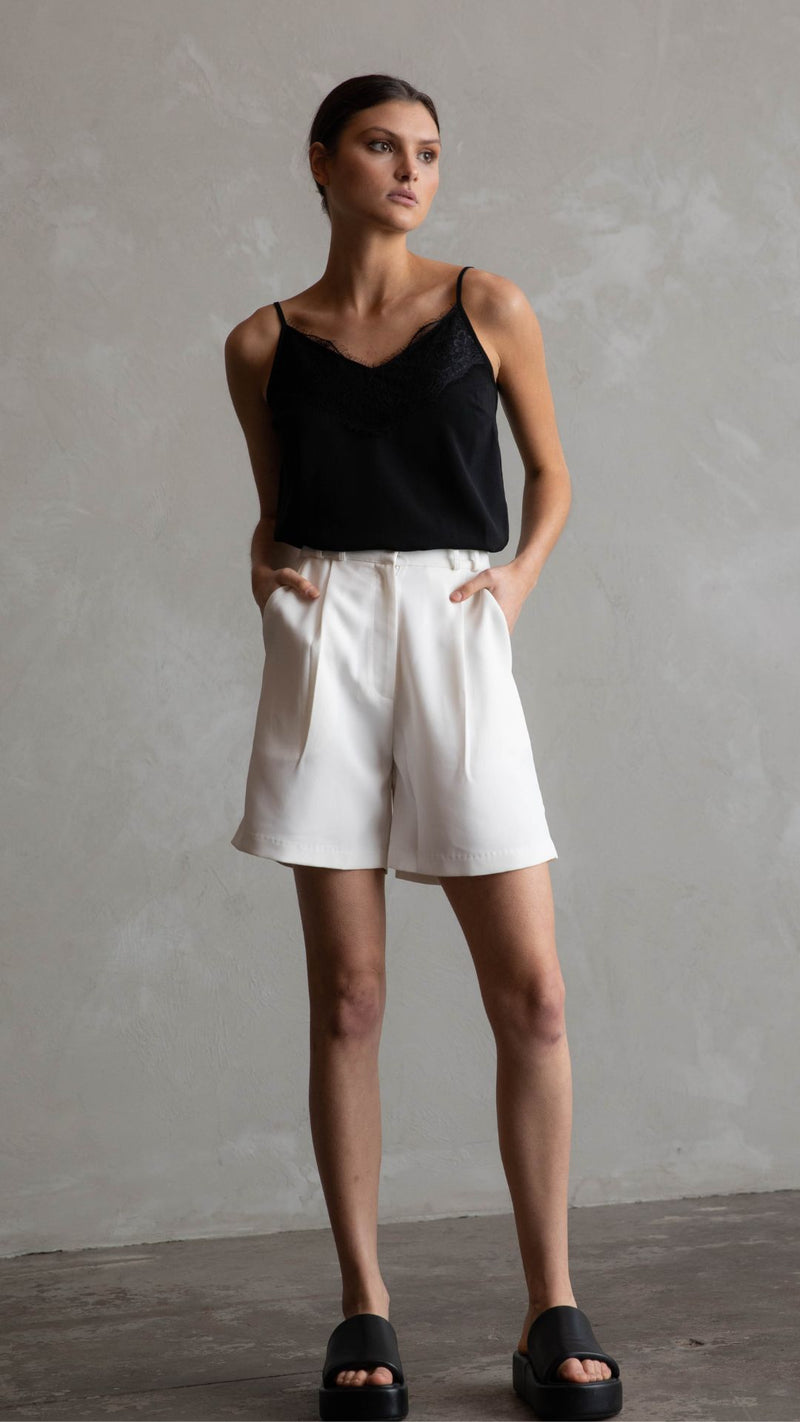 Clover Rayon Lace Camisole - Black
