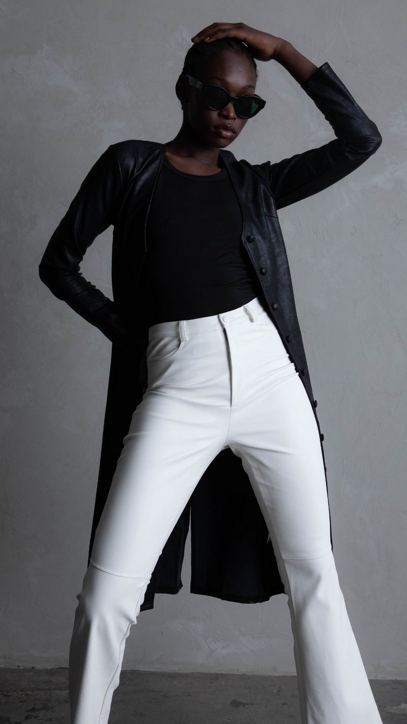 Belle Faux Leather Pants - White