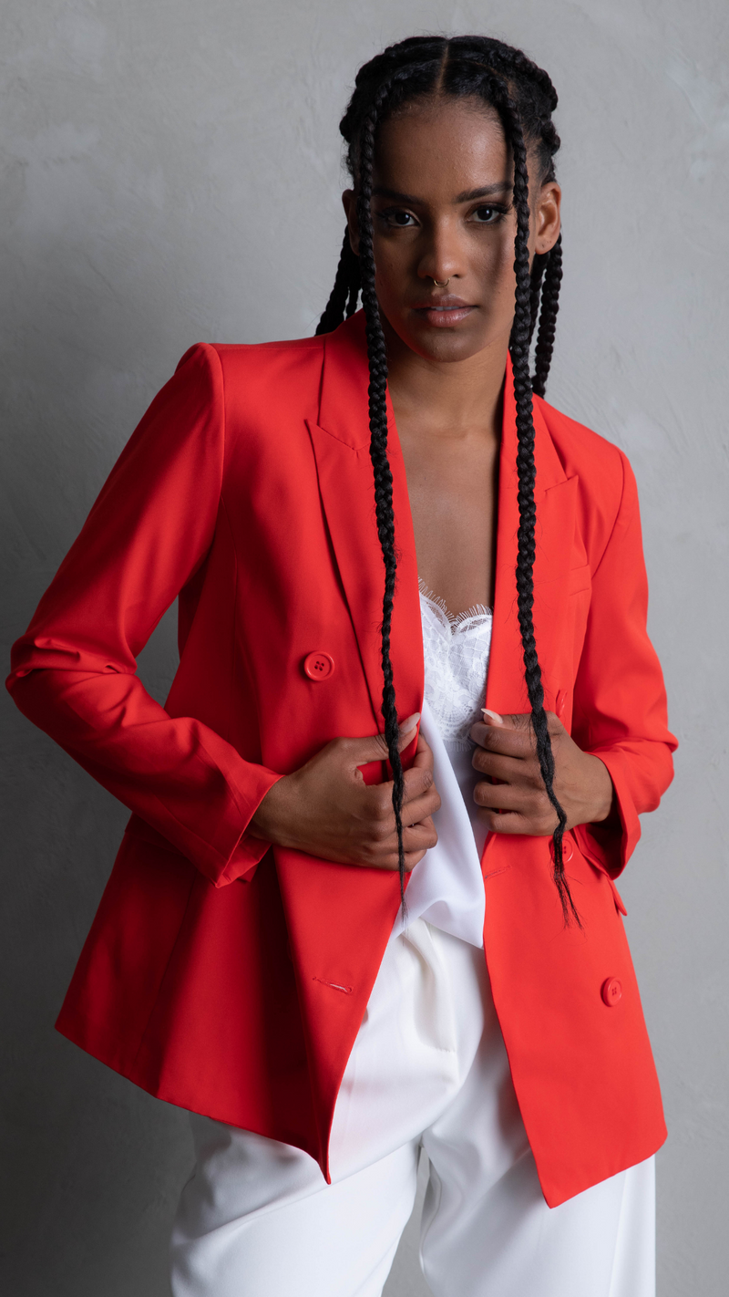 Lillie Double Breasted Blazer - Red