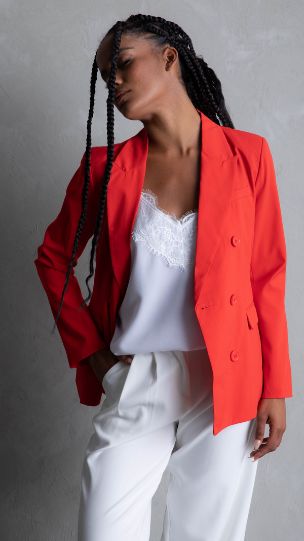 Lillie Double Breasted Blazer - Red
