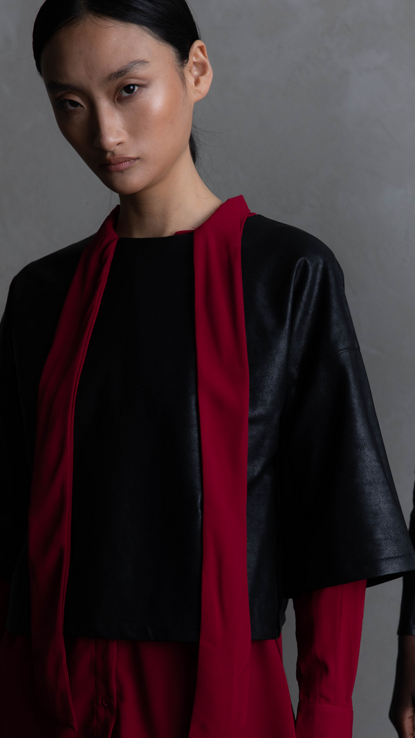 Dexter Faux Leather Top - Black