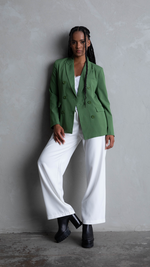 Lillie Double Breasted Blazer - Fern Green