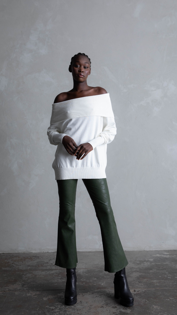 Belle Faux Leather Pants - Khaki
