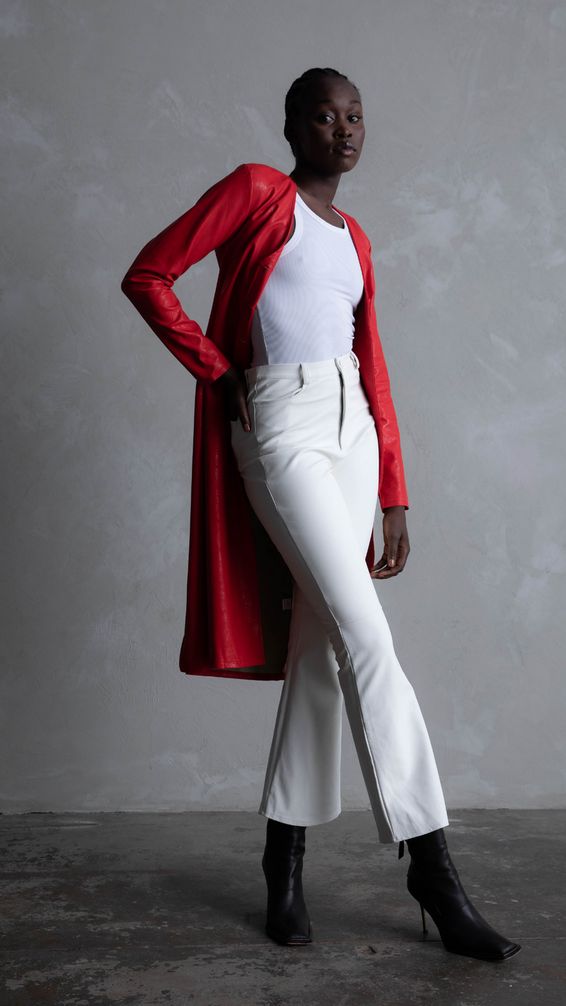 Harper Faux Leather Dress/Coat - Red