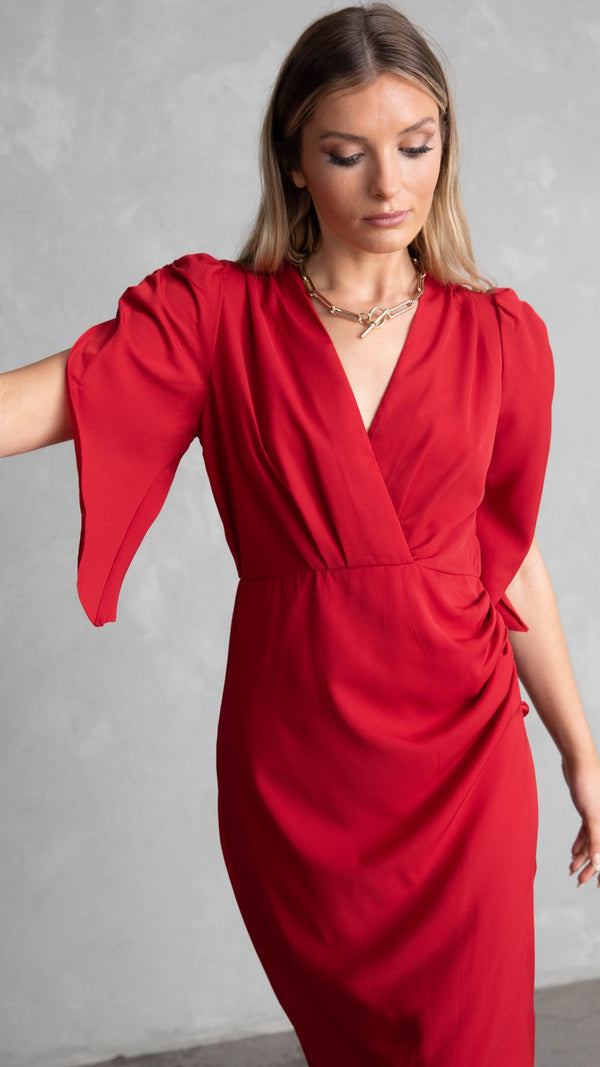 Topaz Wrap Dress - Intense Red
