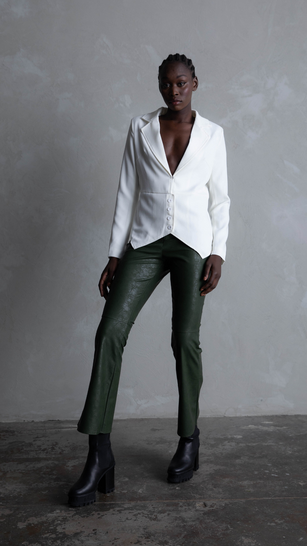 Belle Faux Leather Pants - Khaki