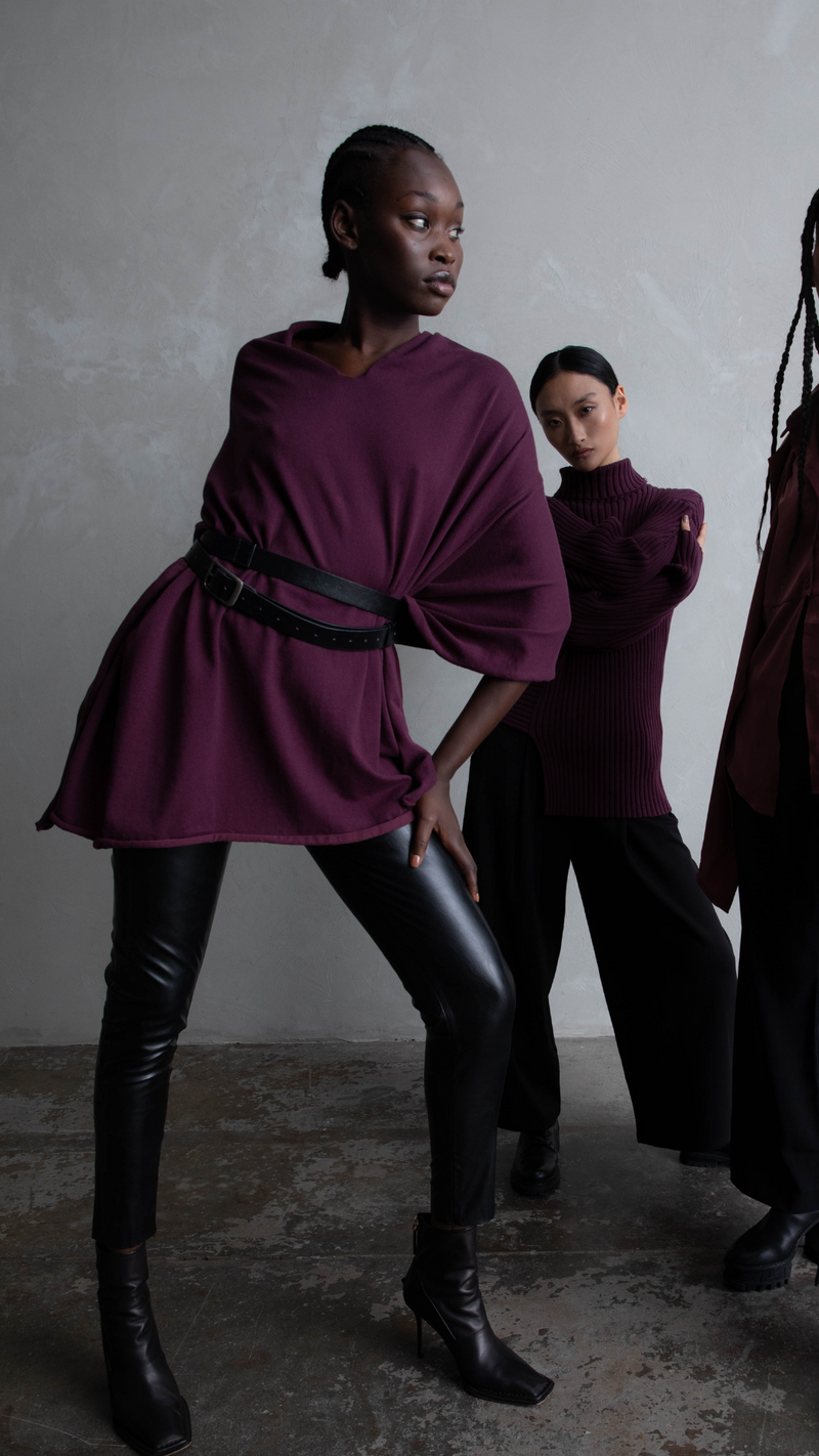 Ada Poncho - Burgundy