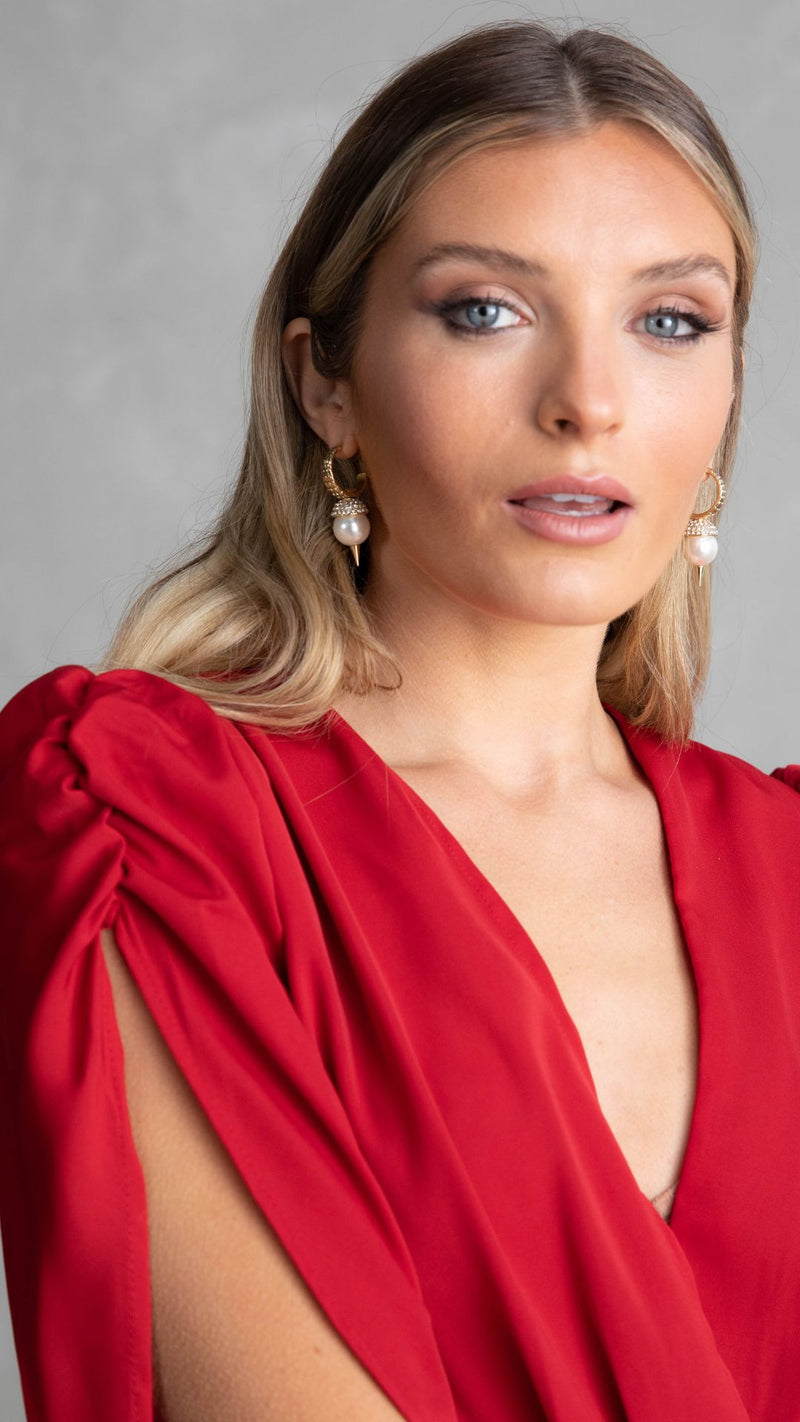 Elsa Wrap Top - Intense Red