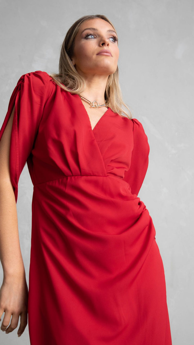 Topaz Wrap Dress - Intense Red