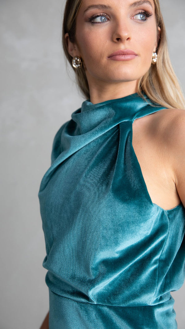 Azalea Velvet Dress - Sodalite Blue