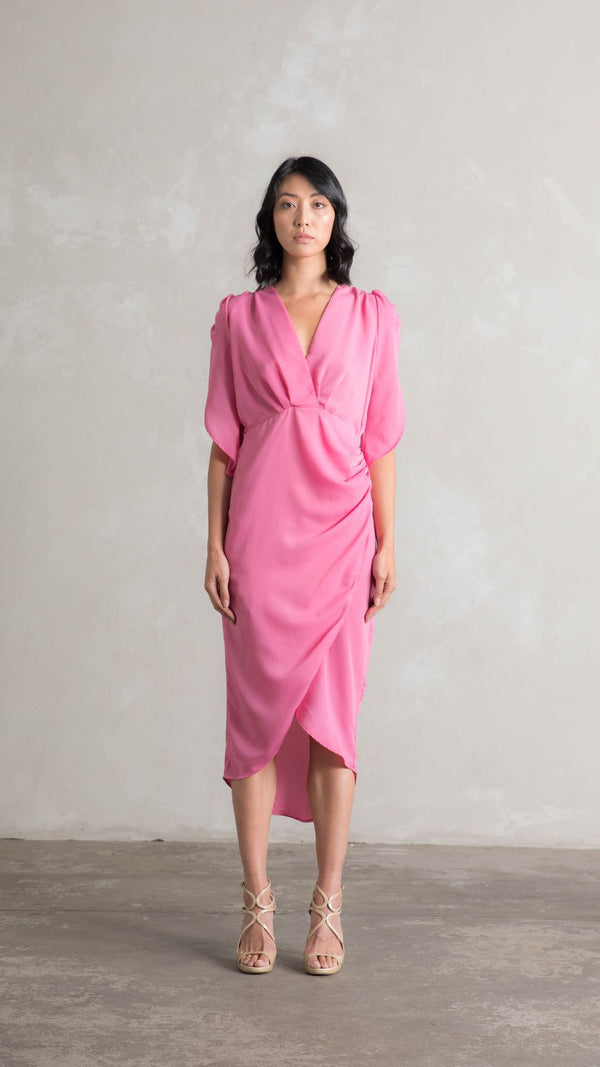 Topaz Wrap Dress - Champagne Pink