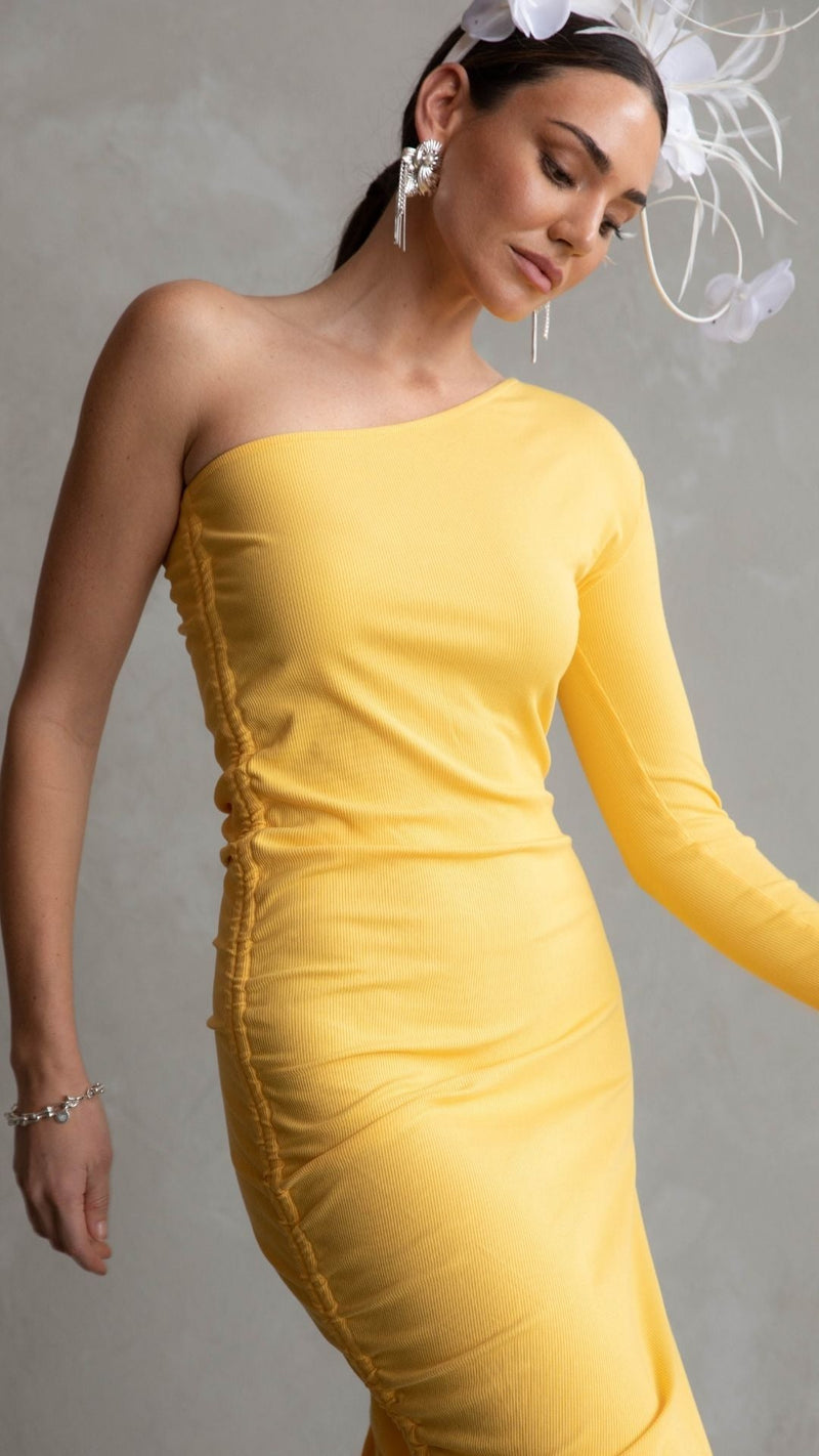 Rachel Fitted Dress - Vivid Yellow