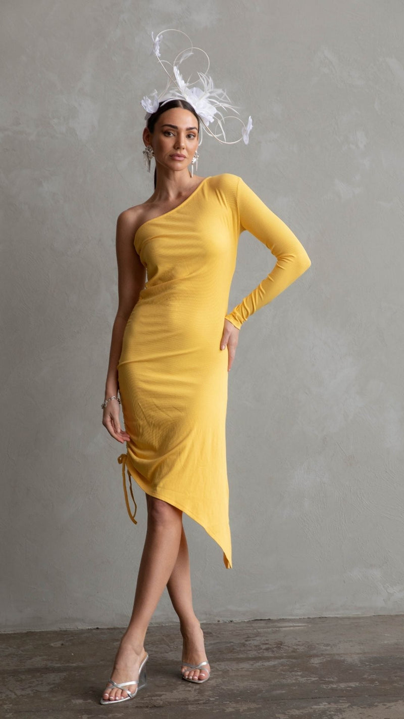 Rachel Fitted Dress - Vivid Yellow