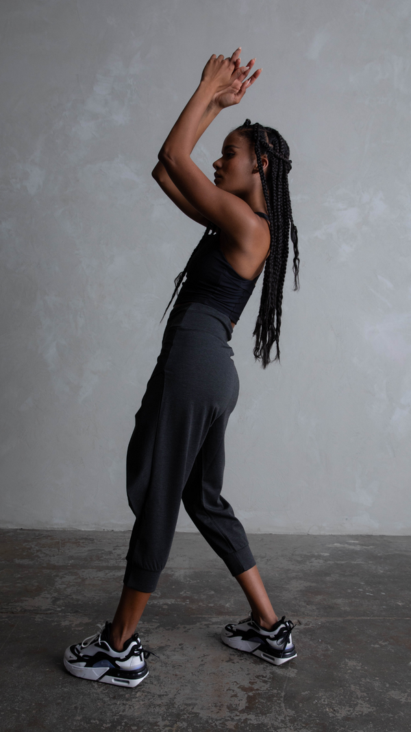 Charli Lightweight Crossover Pants - Charcoal