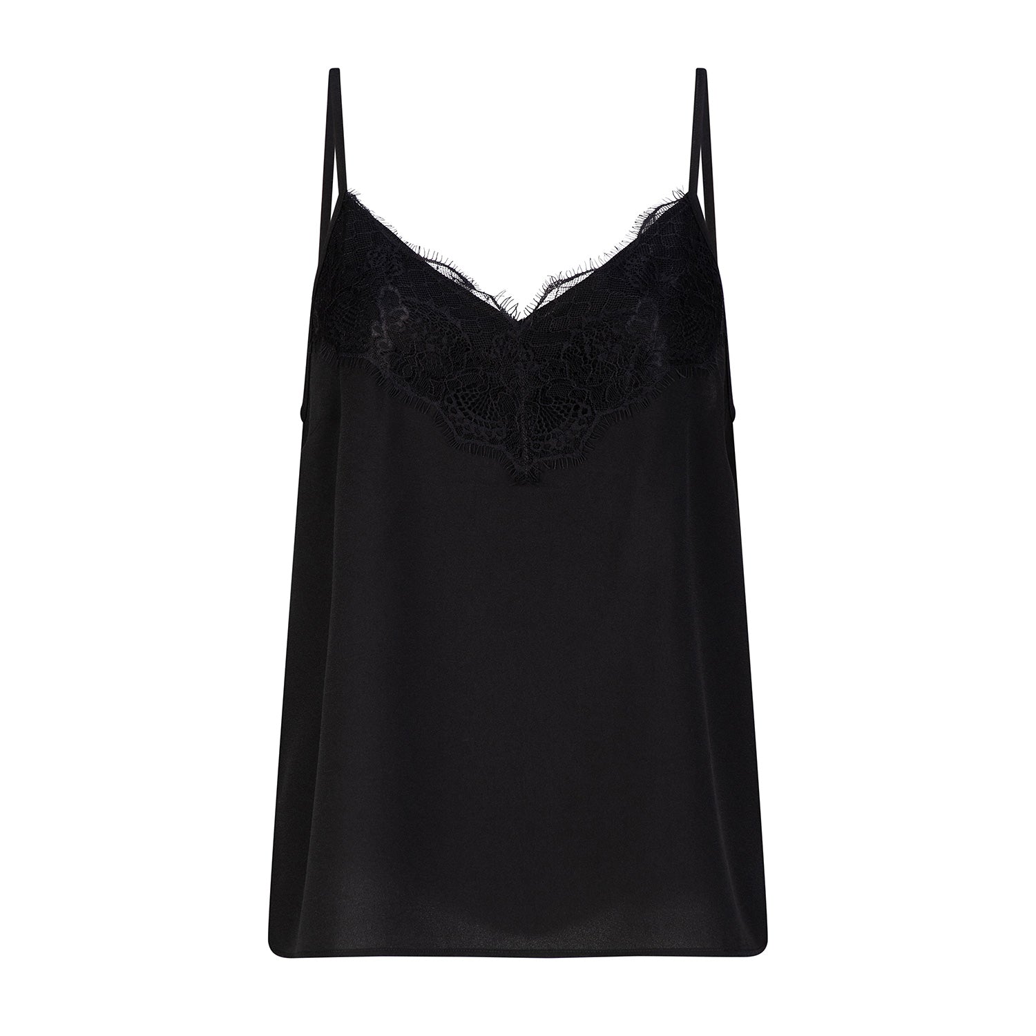 Clover Rayon Lace Camisole - Black