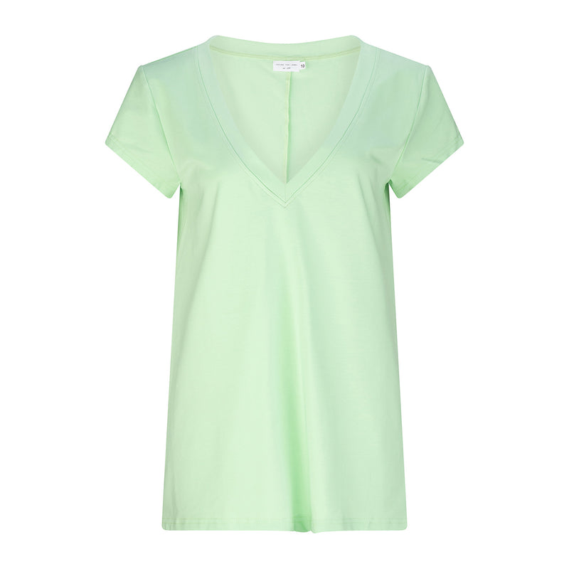 Preston V Neck Recycled Cotton/Bamboo Relaxed Tee - Green – Cazinc The ...