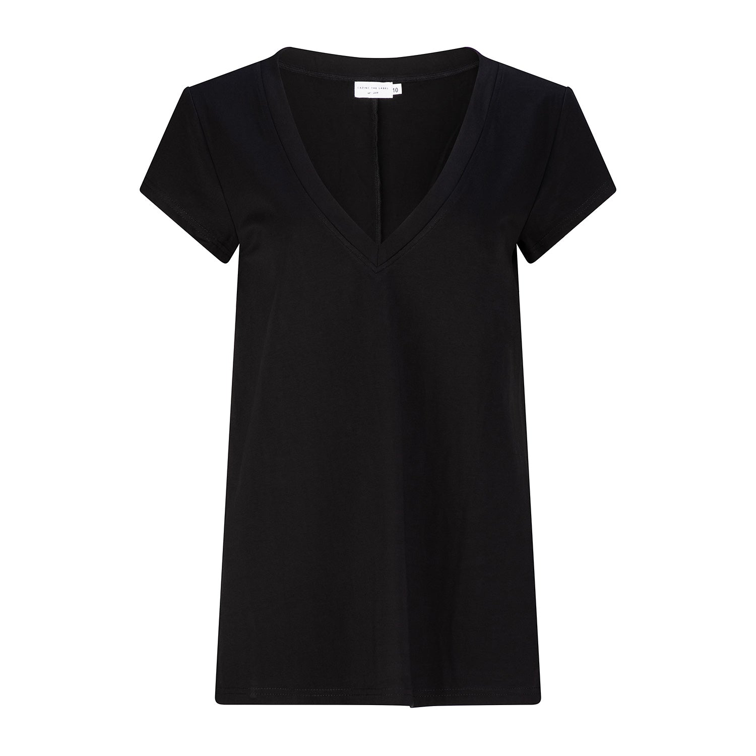 Preston V Neck Recycled Cotton/Bamboo Relaxed Tee - Black