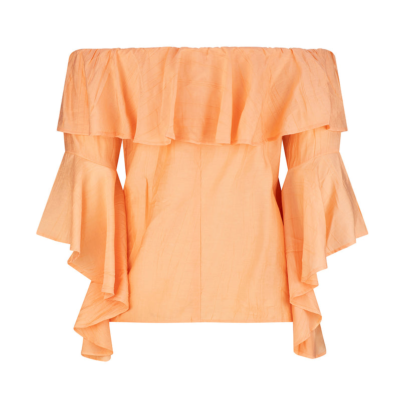 Hannah Cold Shoulder Ruffle Top - Cantaloupe