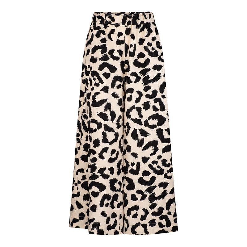 Easton Oversized Elastic Waist Pants - Cream Print
